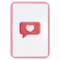 3D Mobile phone with heart on white background vector