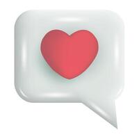 3D Heart speech bubble on white background vector