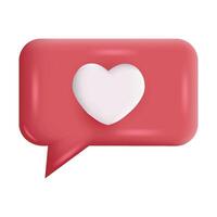 3D Heart speech bubble on white background vector
