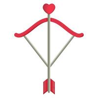3D Cupid bow with arrow and heart vector