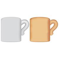 3D two mugs on white background vector