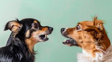 Concept of animosity, anger and conflict between to parties. Negotiation. photo