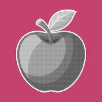 Apple with leaf. Trendy halftone style. Fresh fruit retro black and white halftone dotted texture. Vintage cutout magazine pop art style, modern collage element illustration vector