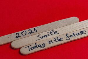 Be happy in the new year, smile, positive thoughts to increase self esteem photo