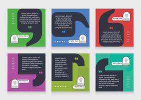 Clean and simple client quote or seller testimonial banner set template. customer review social media post carousel template design. vector