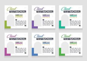 Testimonial banner set template. Carousel template design for customer feedback template pack vector
