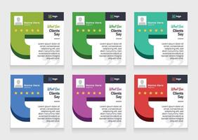 Client testimonial design or customer review social media post template design. vector