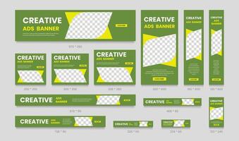 Creative business green banner design web template Set, Horizontal header web banner. ad banner collection vector
