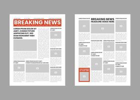 Newspaper design template. The daily newspaper or breaking news with text and picture placeholder editable template. vector