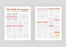 Newspaper design or The Daily Newspaper magazine layout template vector
