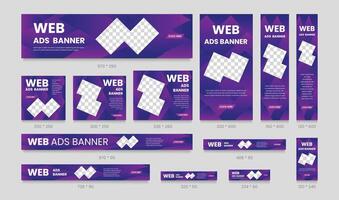Modern web banner design template set. Vertical, Horizontal, Square Social Media Cover or Post Template. EPS Illustration vector
