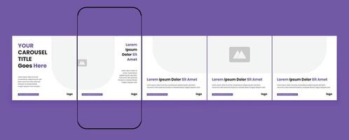 Carousel banner design with editable cellphone mockup. vector