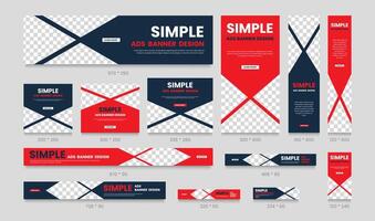 Creative web banners set of standard size with a place for photos. editable ad placement banner template vector