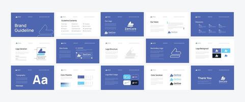 Brand Guidelines layout template set. Editable brand identity presentation layout design vector