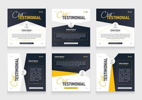 Clean and modern client testimonial banner design set. Customer review template or seller rating design vector