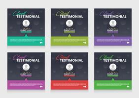 Clean and simple testimonial template pack. carousel template design or feedback. vector
