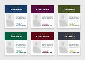 Customer review social media post bundle or testimonial carousel template design. Client testimonial banner set template. vector