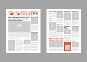 Breaking news magazine with text and picture placeholder layout template vector