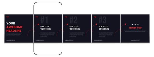 Modern and creative business carousel post design template. vector