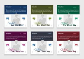 Customer feedback or testimonial banner set template. customer review social media post bundle carousel template design vector