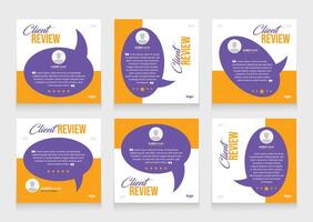 Clean and modern client quote or testimonial banner set. customer review carousel template design vector