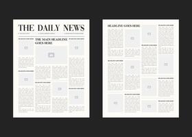 The Daily Newspaper magazine with text and picture placeholder layout template vector