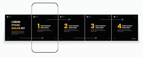 Black social media carousel post template. Simple and creative background for carousel banner template vector