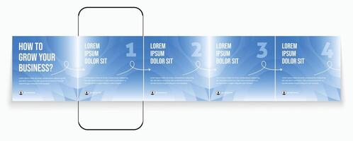 Blue microblog or carousel post creative template. vector