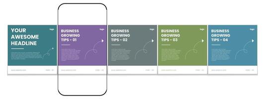 Multicolor business carousel post design, Editable social media carousel banner for business vector