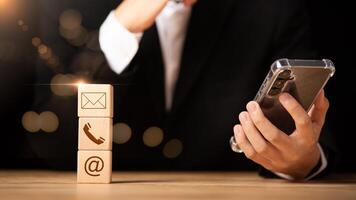 Communication concept with email, message box and contacts icons ,e-mail marketing ,customer support ,Counseling and support hotline ,Connection with modern network technology ,contact us photo