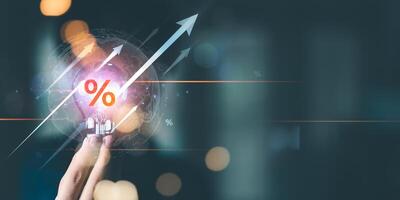 concept interest rates and dividends ,investment growth percentage and interest on deposits ,increase in interest rates ,Retirement returns ,increase of business profits,finance and investment photo