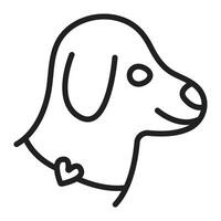 Dog muzzle single line icon, cute puppy with floppy ears, black editable stroke, simple monochrome pictogram, outline illustration vector