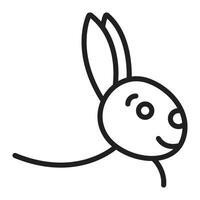 Rabbit single line icon, black editable stroke, simple monochrome pictogram of a cute bunny, hare illustration vector