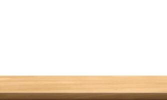 empty wooden table front view isolated on white background. photo