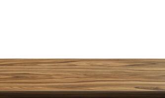 empty wooden table front view isolated on white background. photo