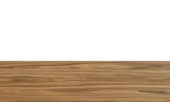 empty wooden table front view isolated on white background. photo