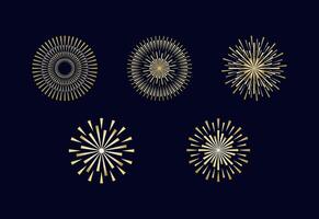 Fireworks design set, Variation explode fireworks in luxury gold color vector