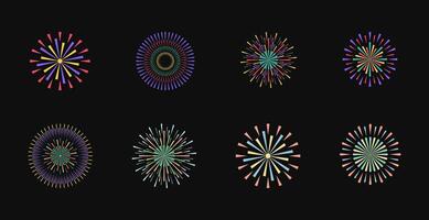 Fireworks design set, Variation explode fireworks in colorful vector