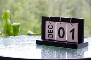 1st December table calendar with customizable space for text or ideas photo