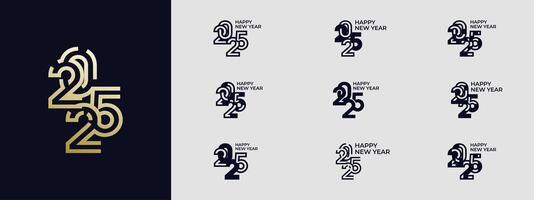 Creative design Happy New Year 2025 in luxury gold color. trendy new year 2025 design template. vector