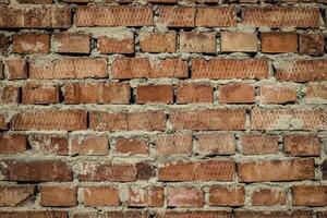 the texture of an brickwork with remnants of plaster photo