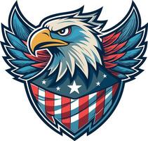 A bald eagle with a red and white usa flag. vector