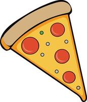 Illustration of a slice of pizza in flat style, with the bottom half missing vector