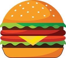 Illustration of a classic hamburger in a simple cartoon style vector