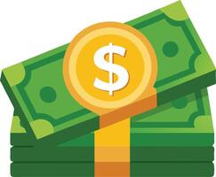 A stack of money with a gold ribbon Flat Style vector