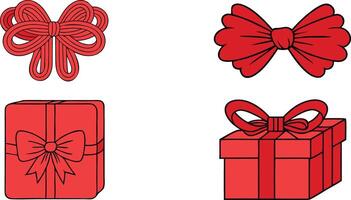 Set of red gift boxes with a ribbon and bow vector