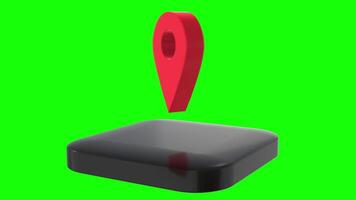 3D Location Pin Rotating Green Screen video