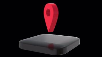 3D Location Pin Rotating On Alpha Channel video