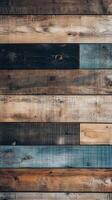 Close-up of rustic wooden planks with varying shades and textures, perfect for design backgrounds photo