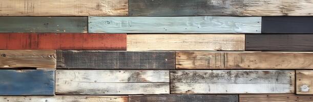 Close-up of rustic wooden planks with varying shades and textures, perfect for design backgrounds photo